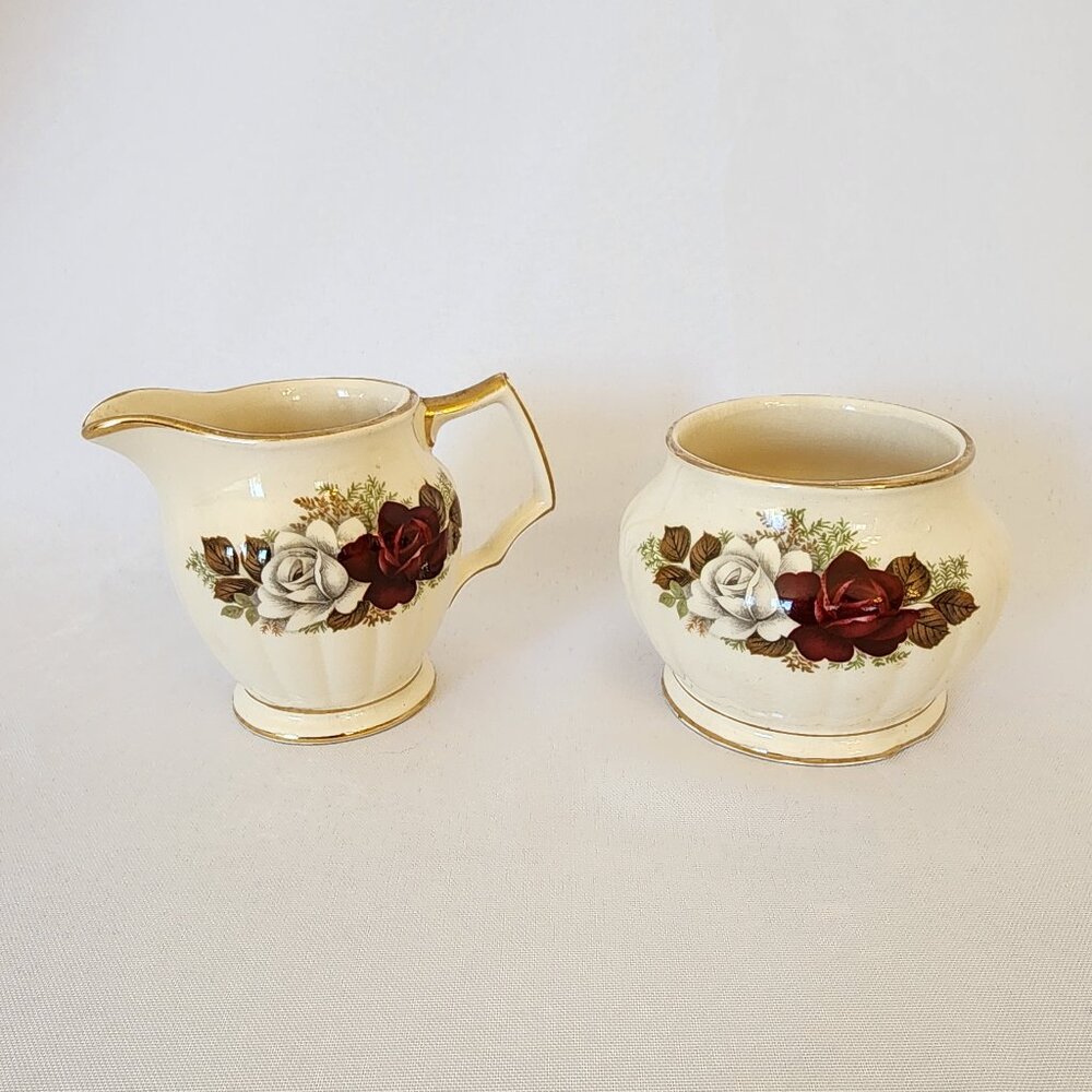 Vintage Sadler England Floral Pattern Cream and Sugar Set